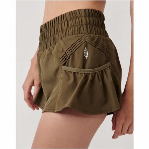 Free People Pants - New Free People Movement Get Your Flirt On Short in Olive Medium